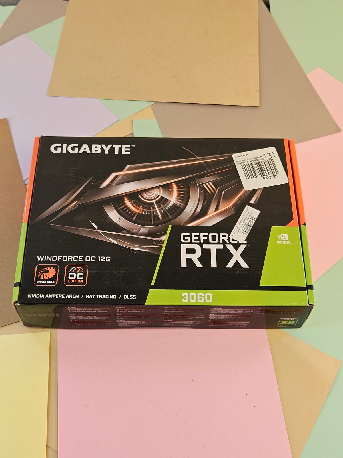 EMPTY BOX ONLY Gigabyte GeForce RTX 3060 Windforce OC 12G Box