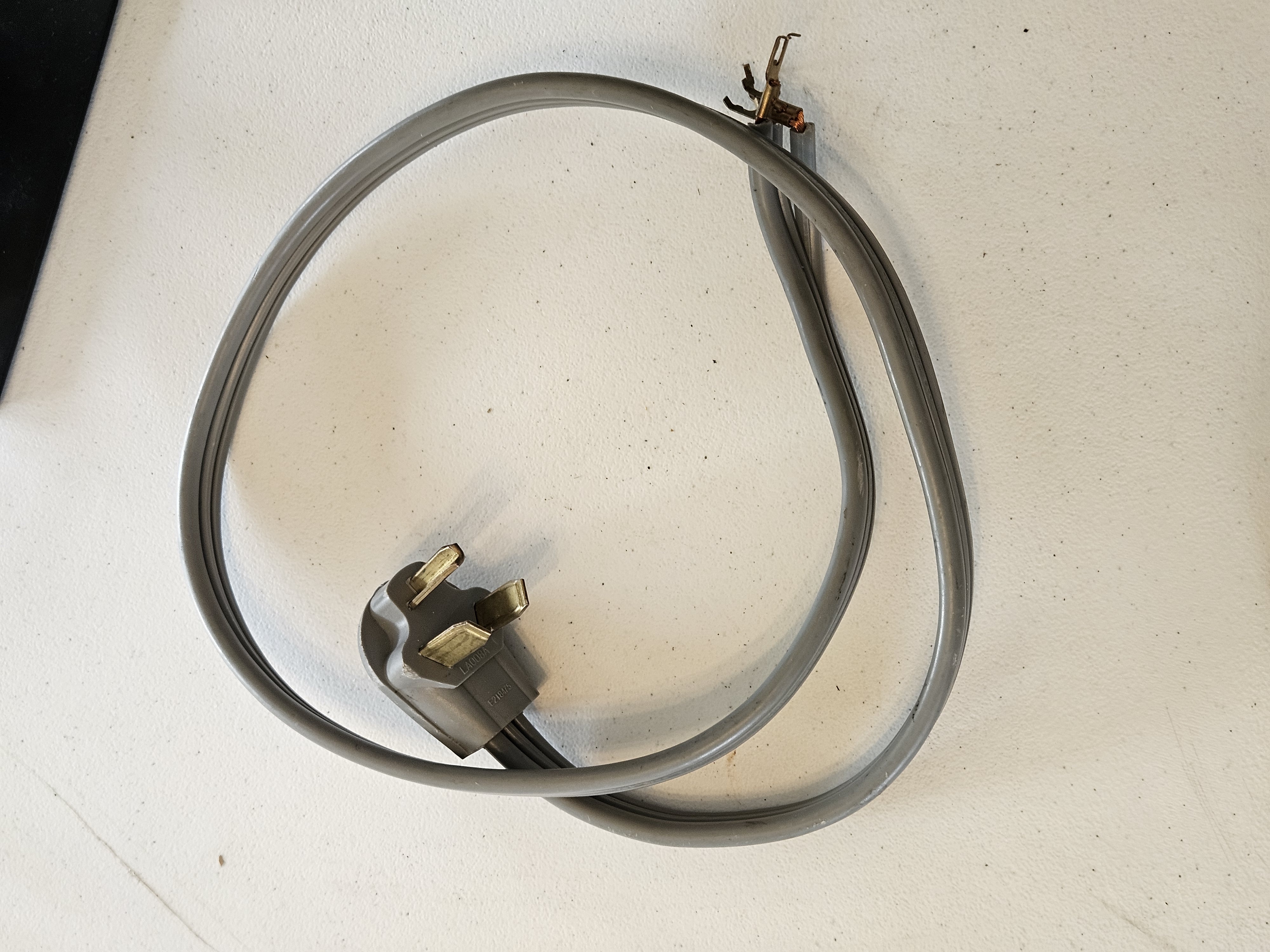 Gray AC Power Cable with Plug and Three Spade Connectors
