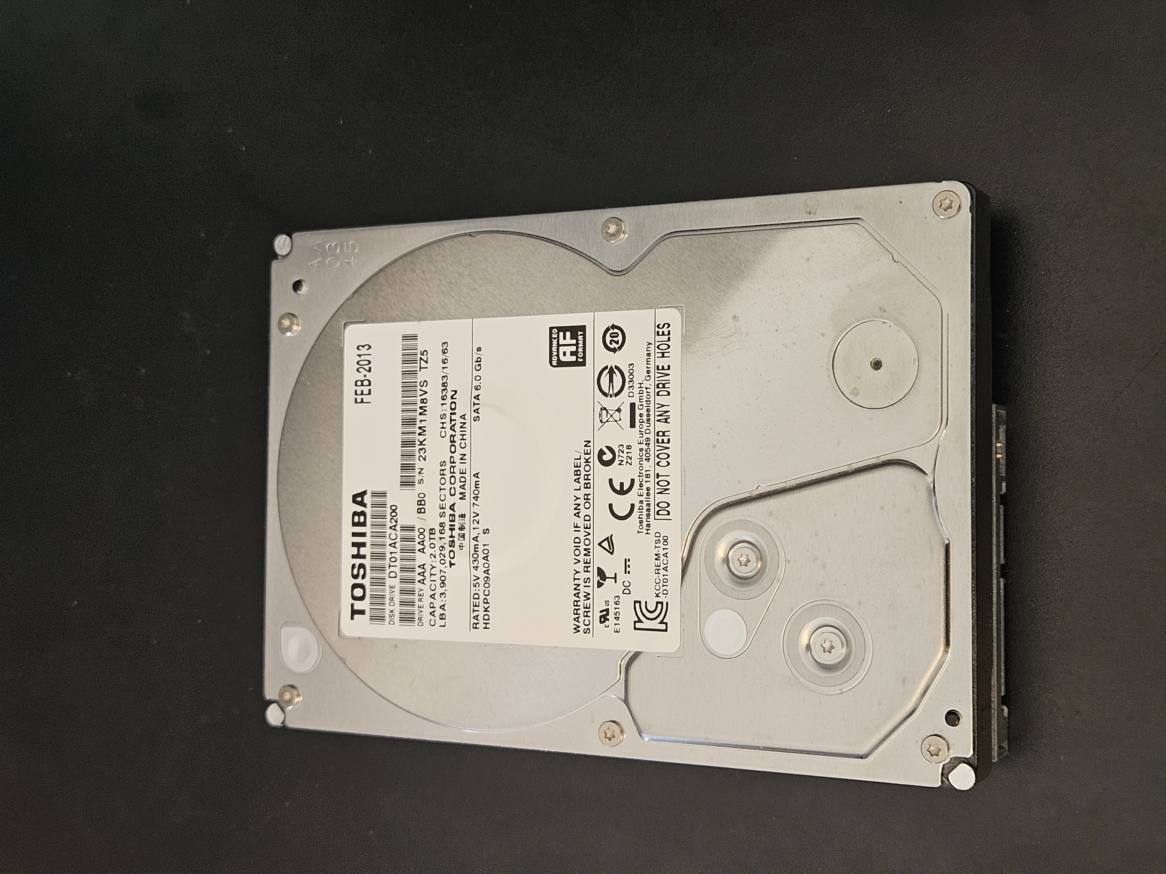 Toshiba DT01ACA200 2TB 3.5-Inch SATA Hard Drive