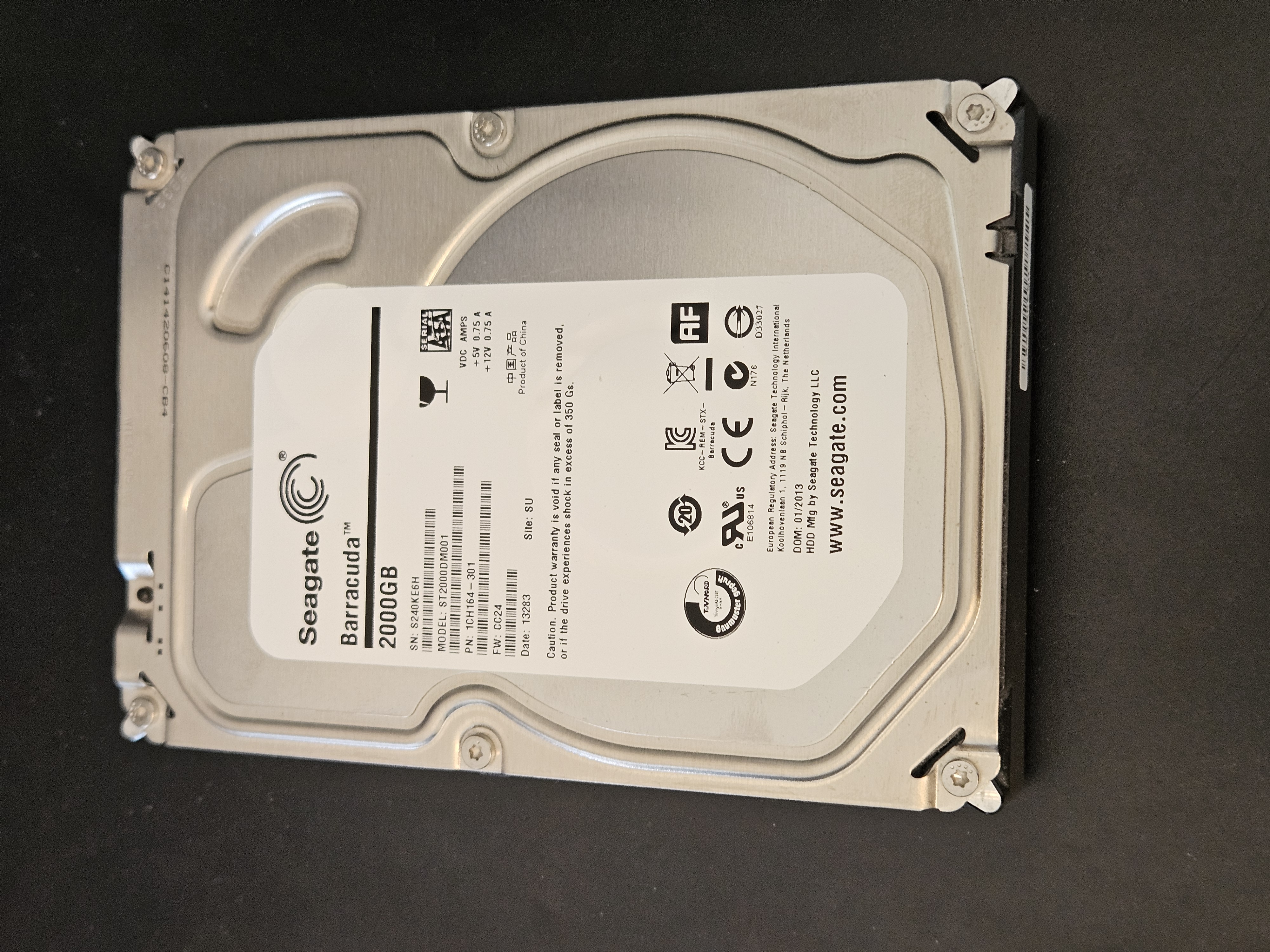 Seagate Barracuda ST2000DM001 2TB SATA Hard Drive S240KE6H