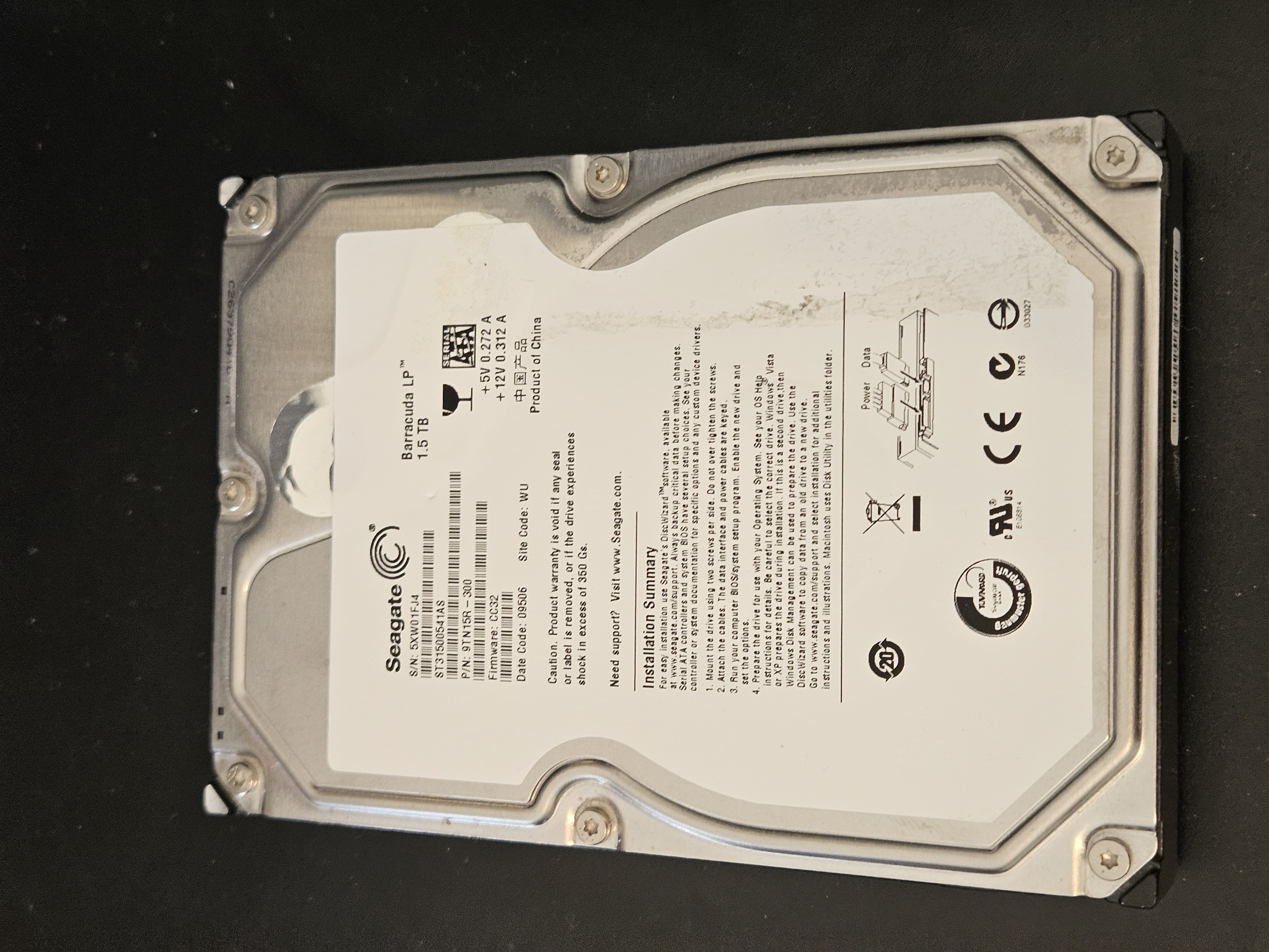 Seagate Barracuda LP ST31500541AS 1.5TB SATA Hard Drive