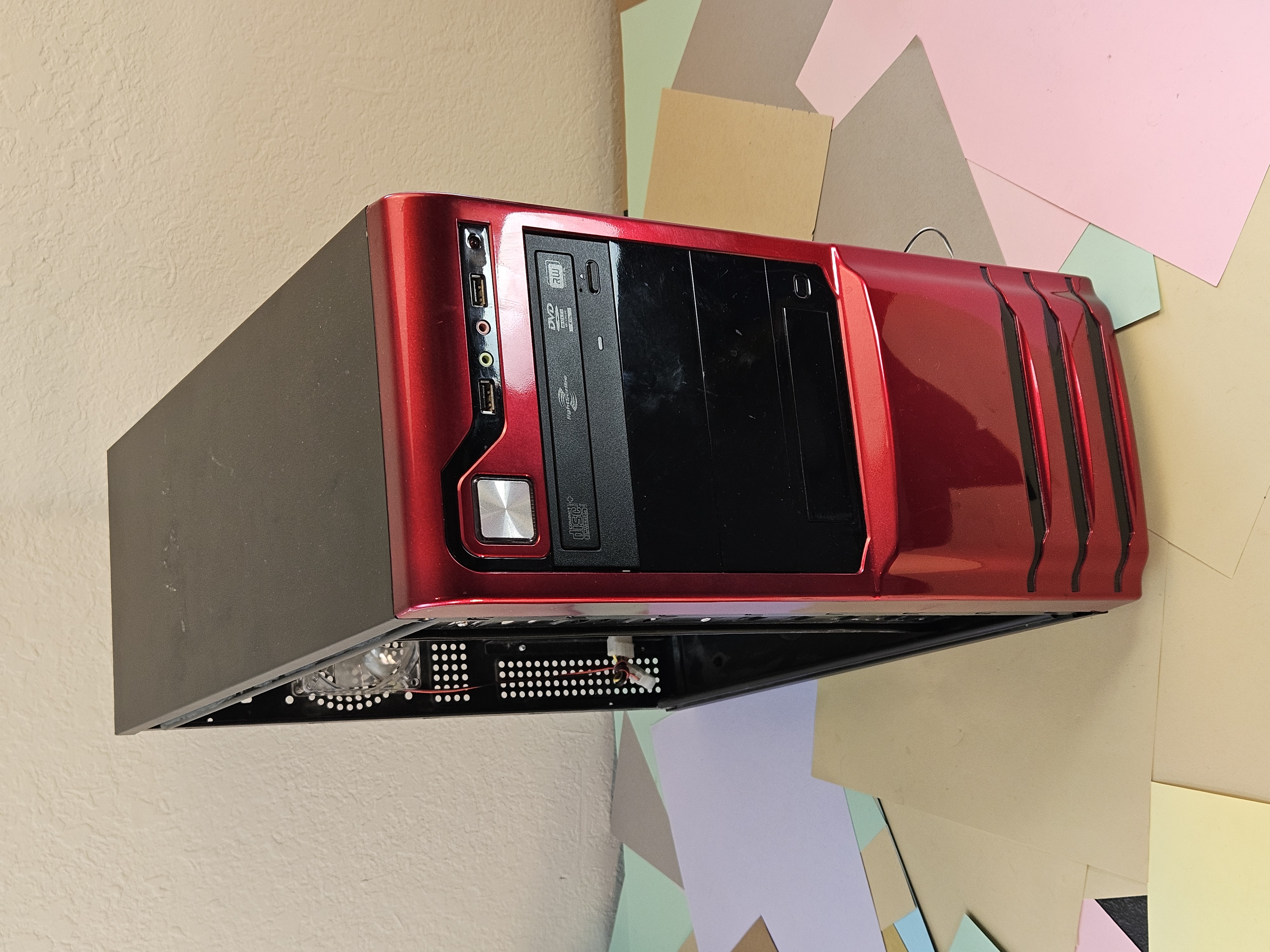 Black and Red ATX Desktop Computer Case Chassis