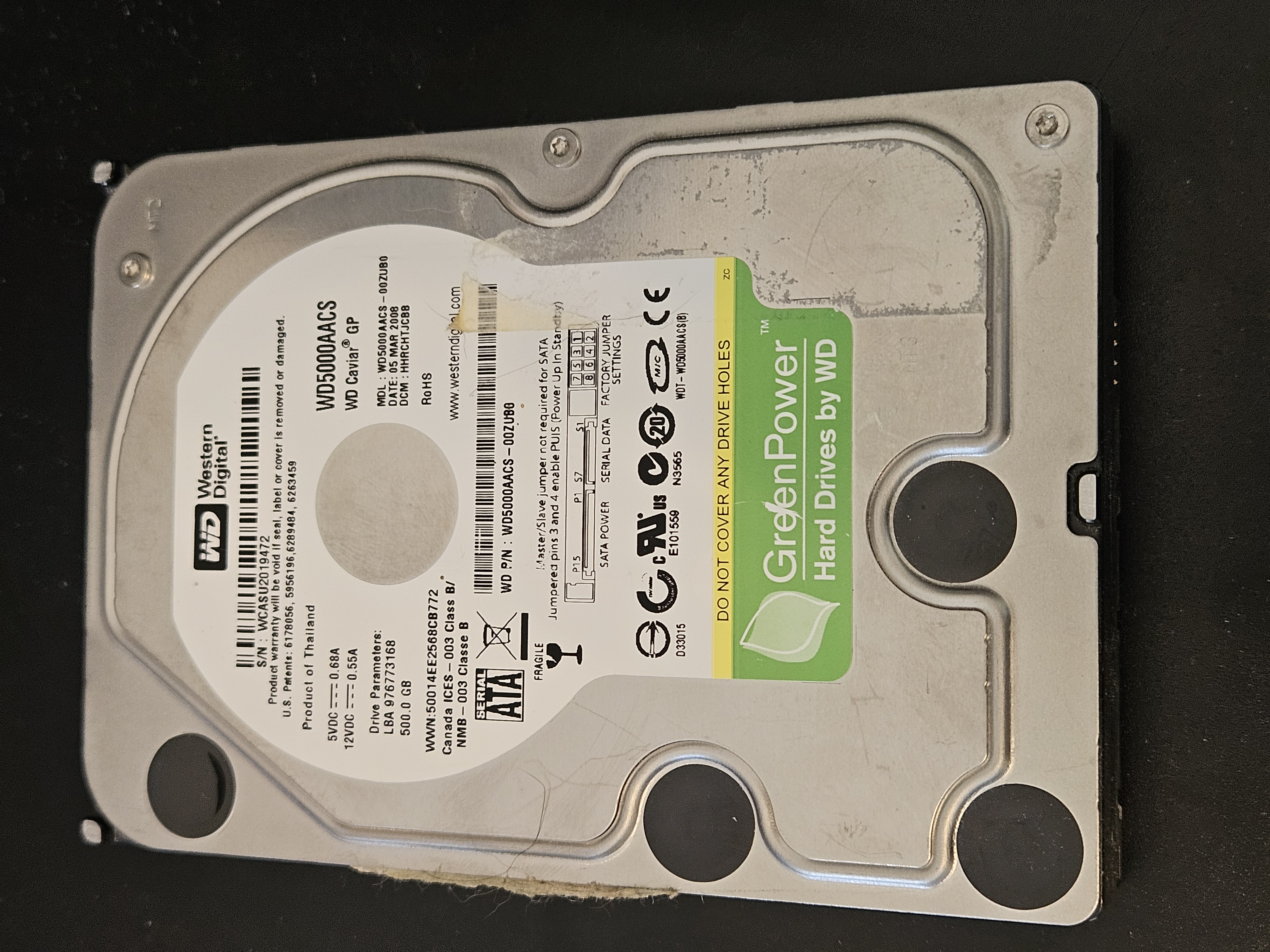 Western Digital WD5000AACS Caviar GP 500GB SATA Hard Drive